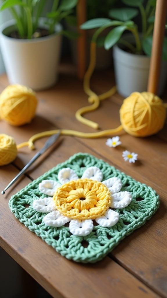 crochet large daisy square
