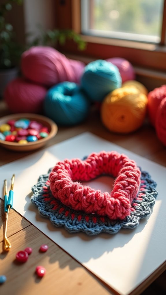 crochet ring in heartshape