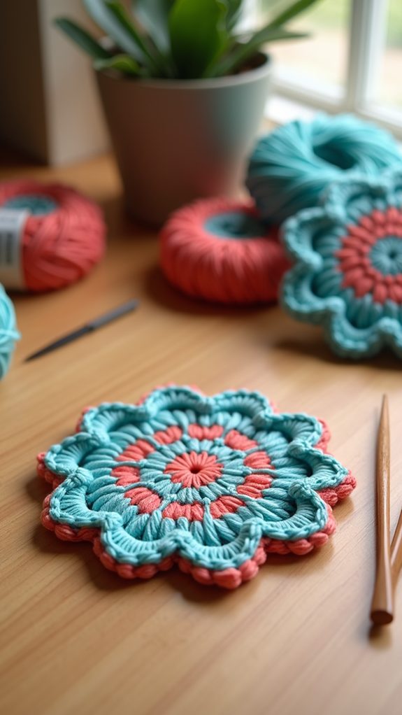 crochet shell stitch coasters