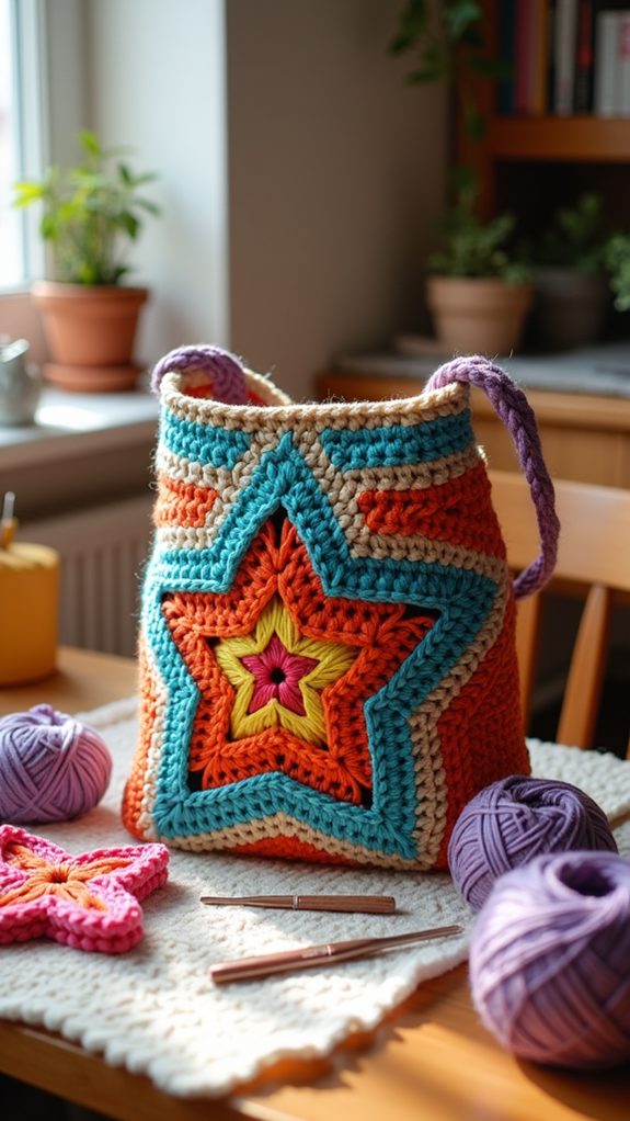 crochet star shaped handbag