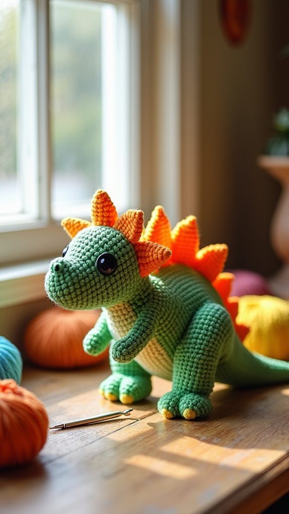 crochet stegosaurus pattern design