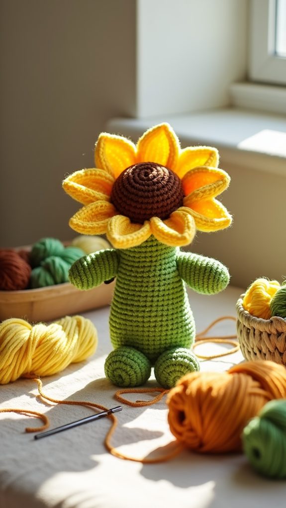 crochet sunflower plush toy