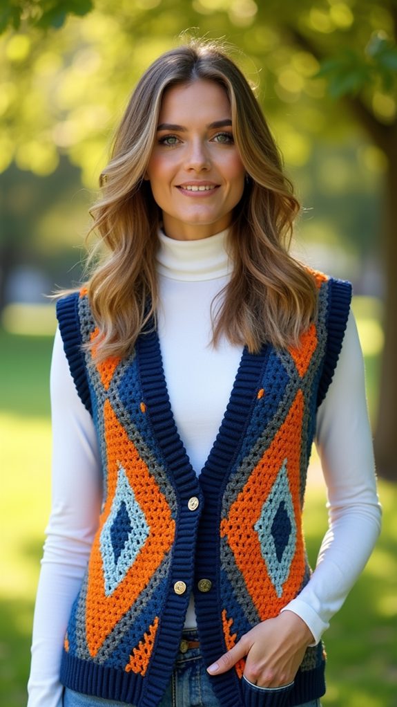 crochet vest with geometry