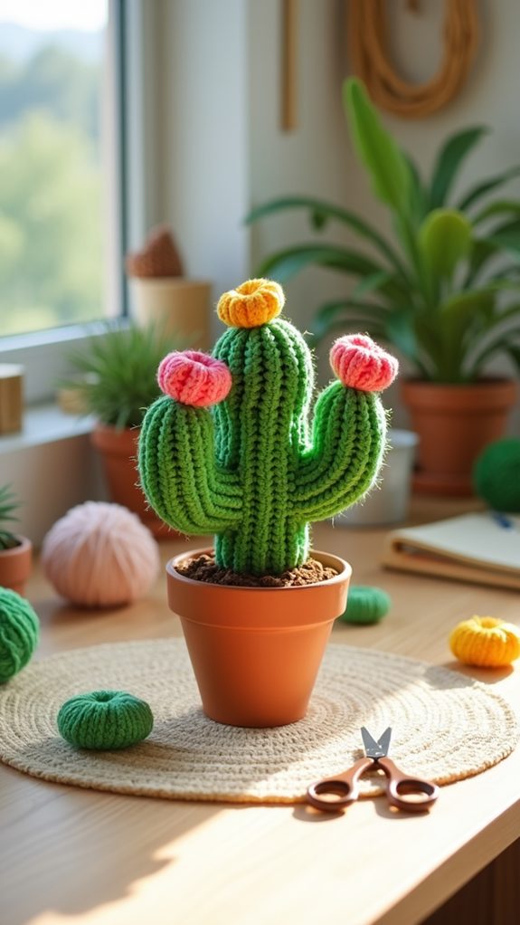 crocheted cactus toy collection