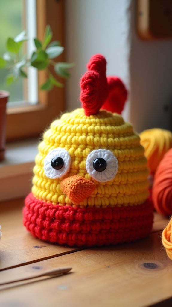 crocheted chicken hat design