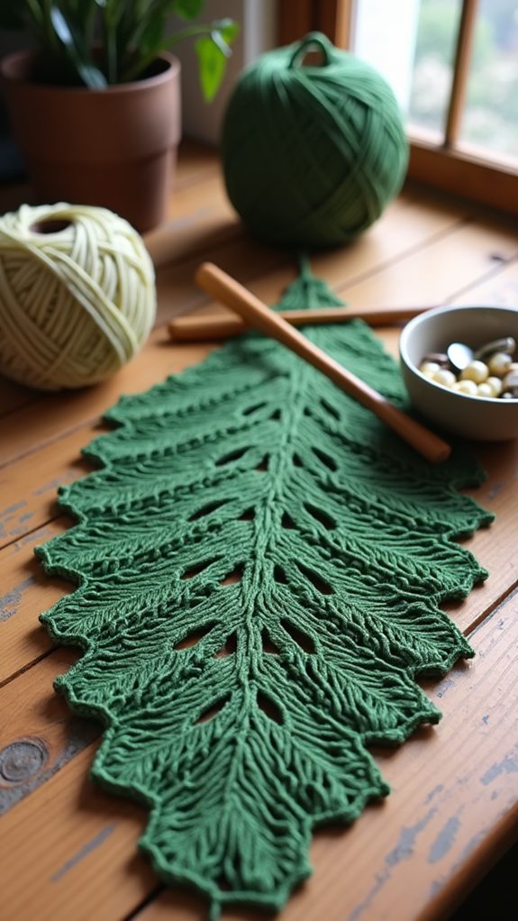 crocheted pine leaf pattern