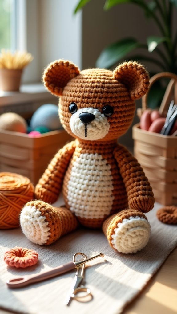 crocheted plush bear toy