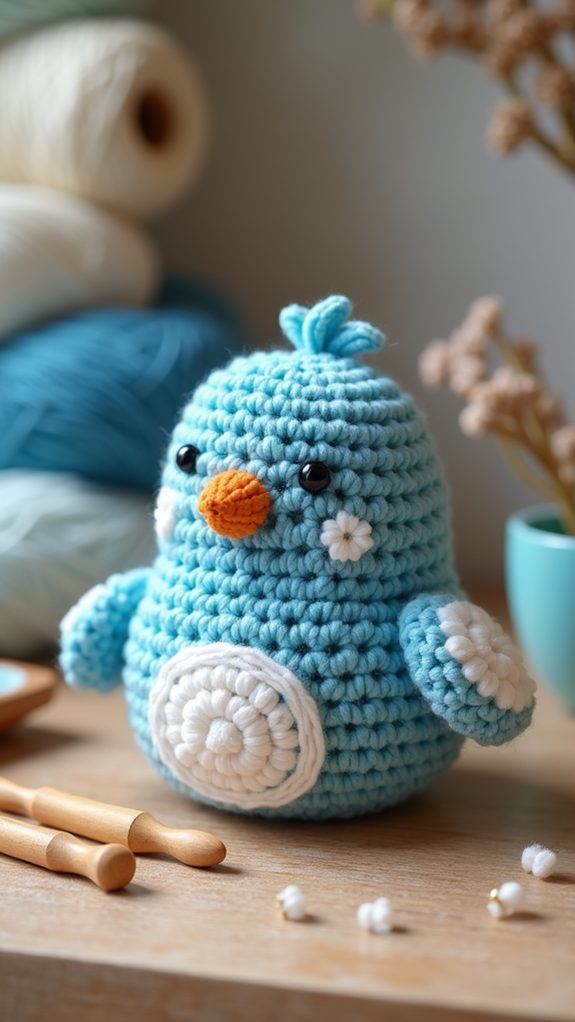 crocheted plush bluebird toy