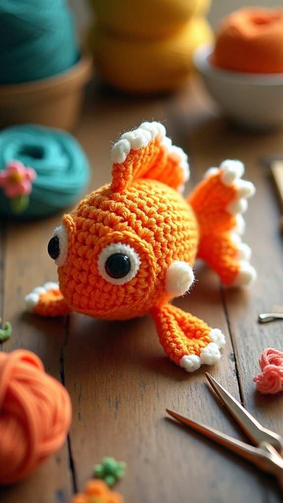 crocheted plush goldfish toy