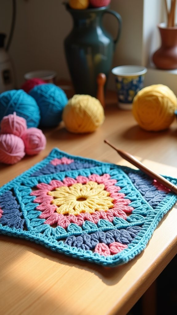 crocheted shell stitch square