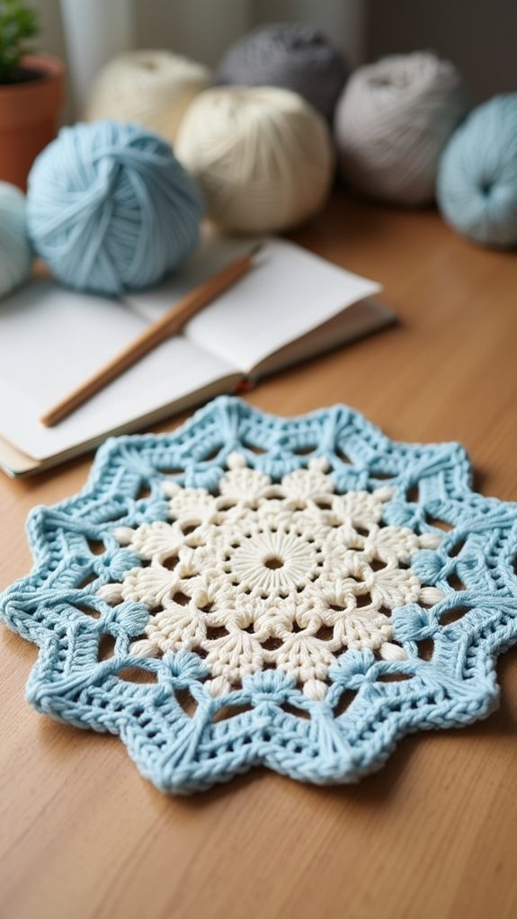 crocheted star patterned dishcloth