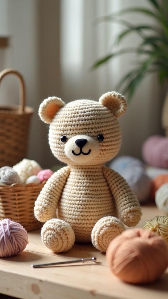crocheted stuffed bear toy