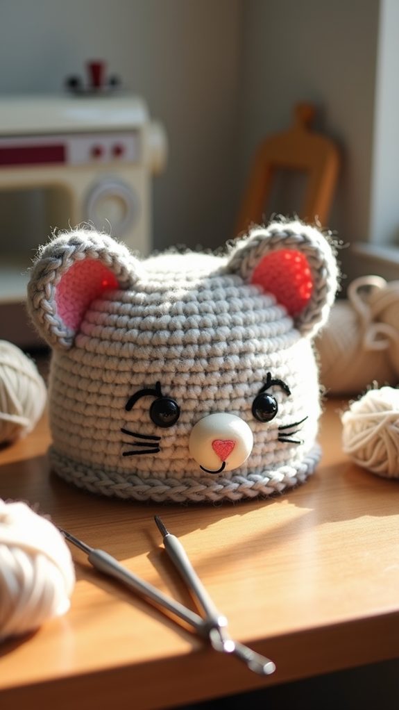 cute feline themed knit hat