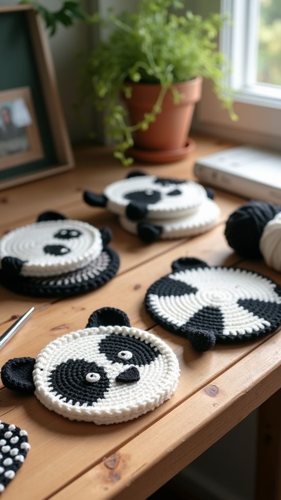 cute panda drink coasters