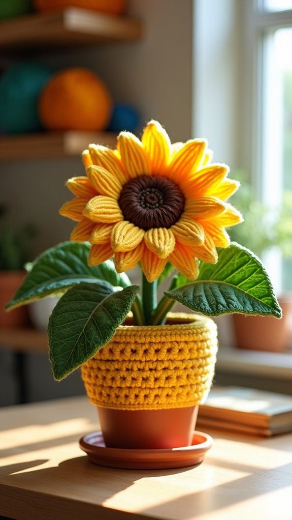 decorative crochet plant cover