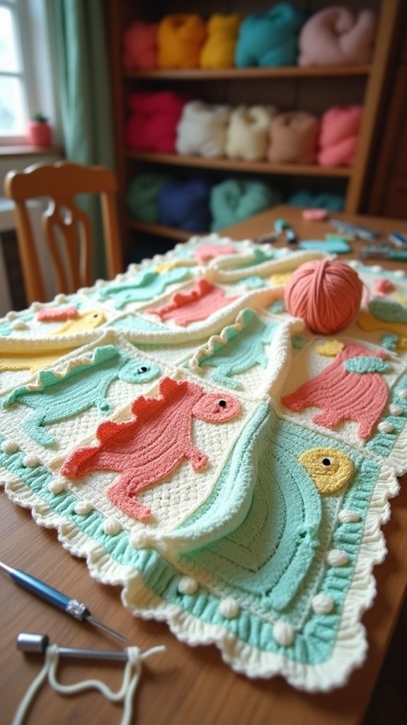 dinosaur patterned infant blanket