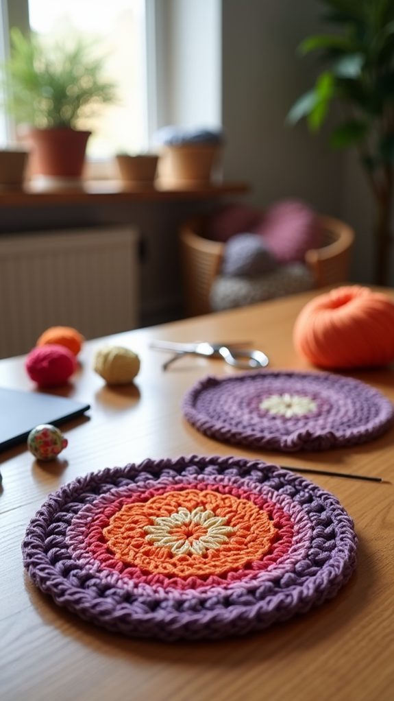 dual sided crochet coaster