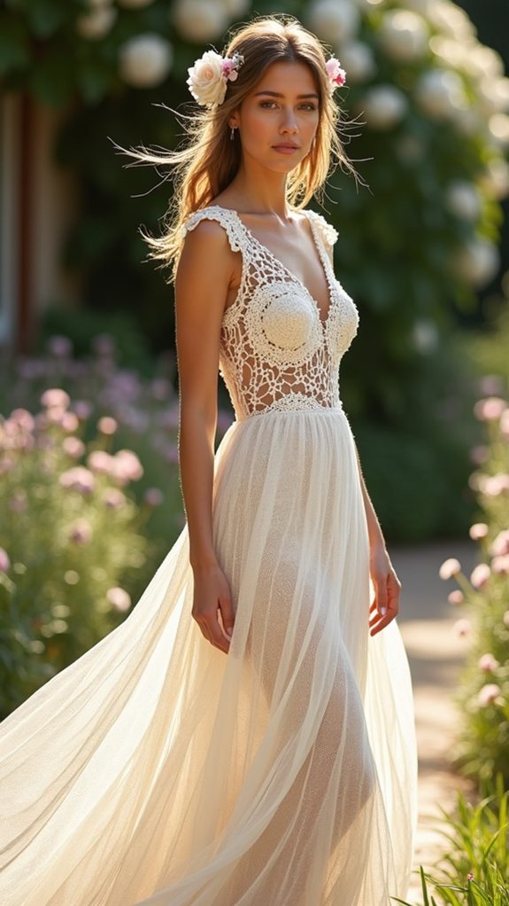 elegant a line crochet gown