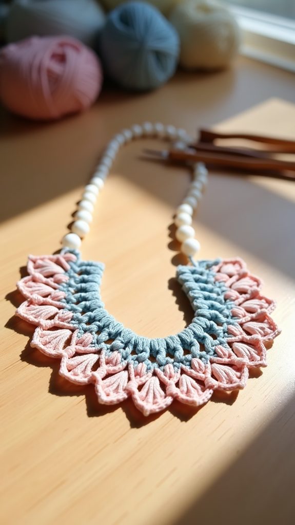 elegant crochet shell necklace