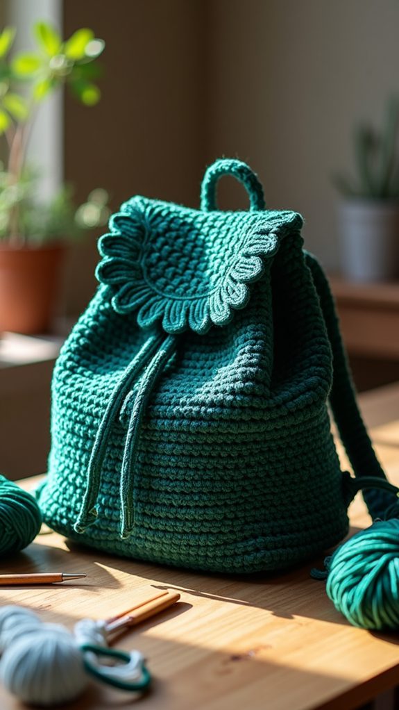 elegant crochet velvet backpack
