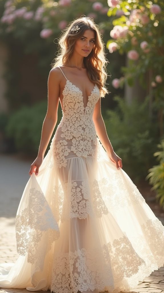 elegant multi layered bridal gown