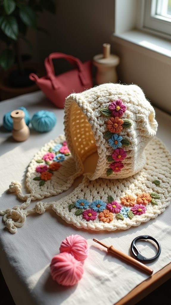 embroidered floral hood design