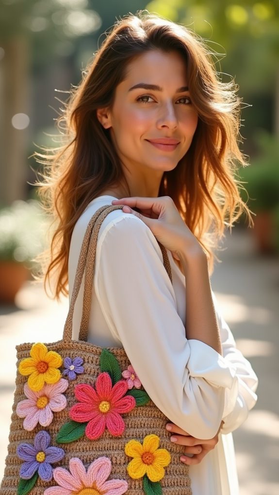embroidered floral tote bag