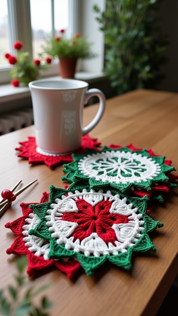 festive crochet coaster set