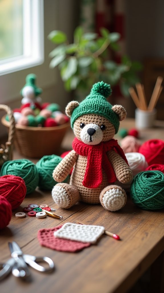festive crochet holiday bear