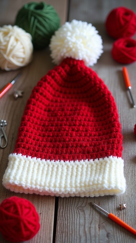 festive crochet santa headgear