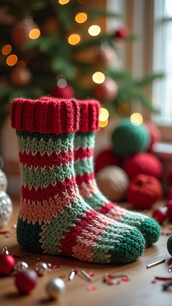 festive crochet sock designs