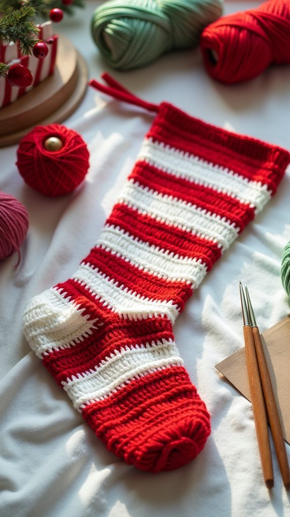 festive striped candy stocking