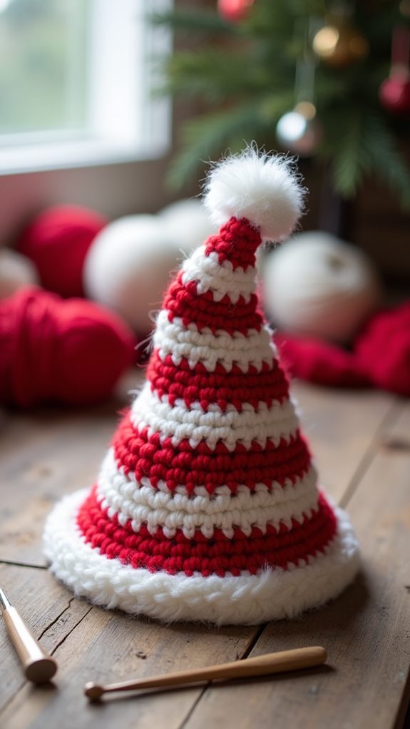 festive striped crochet hat