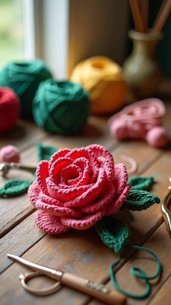 flat crochet flower design