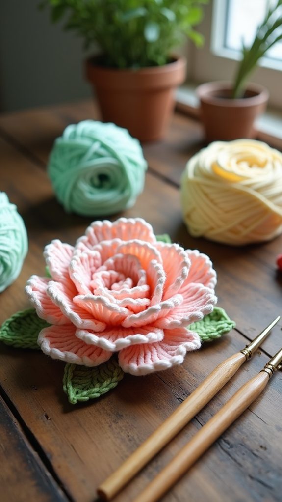 flat crochet flower design