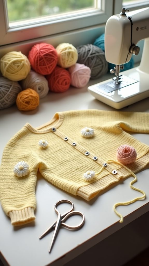 floral decorated knit sweater