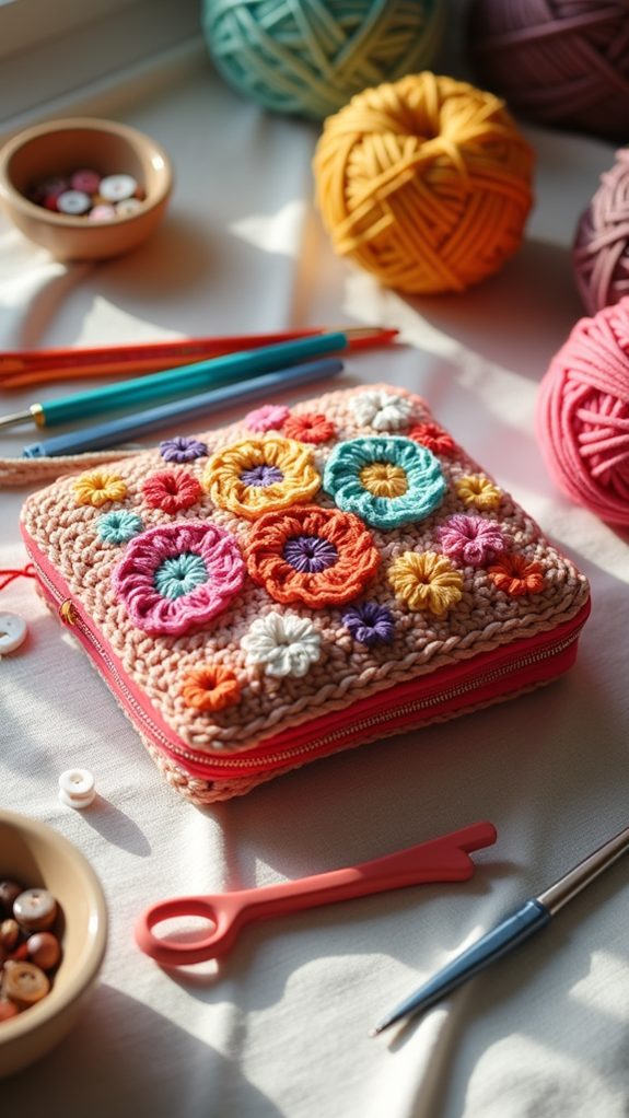 flower print cosmetic bag