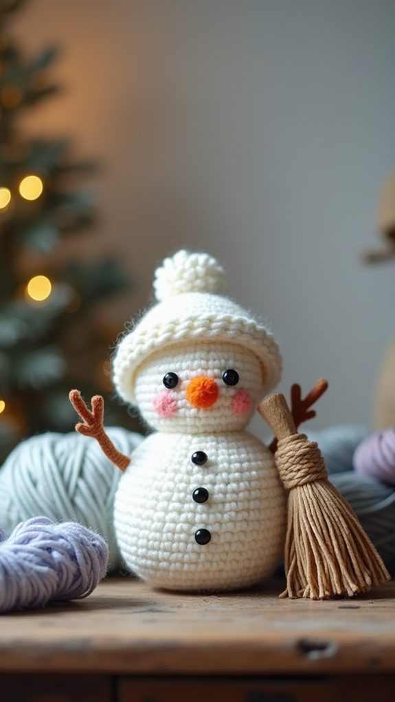 frosty figure holding broom