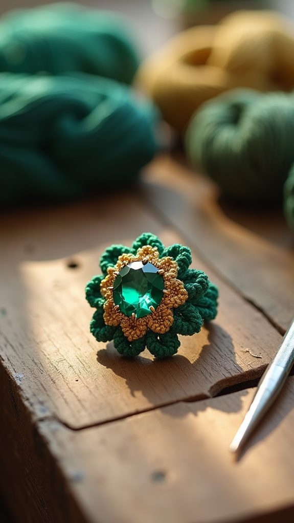 gemstone crochet ring design
