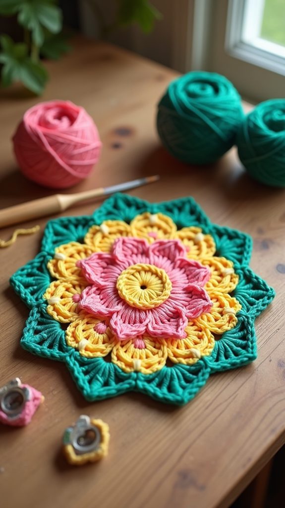 geometric floral drink mat