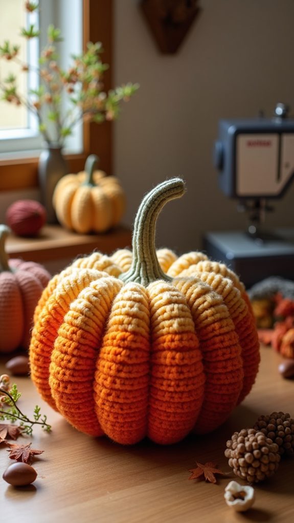 gradient yarn pumpkin craft