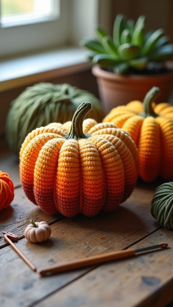 gradient yarn pumpkin decoration