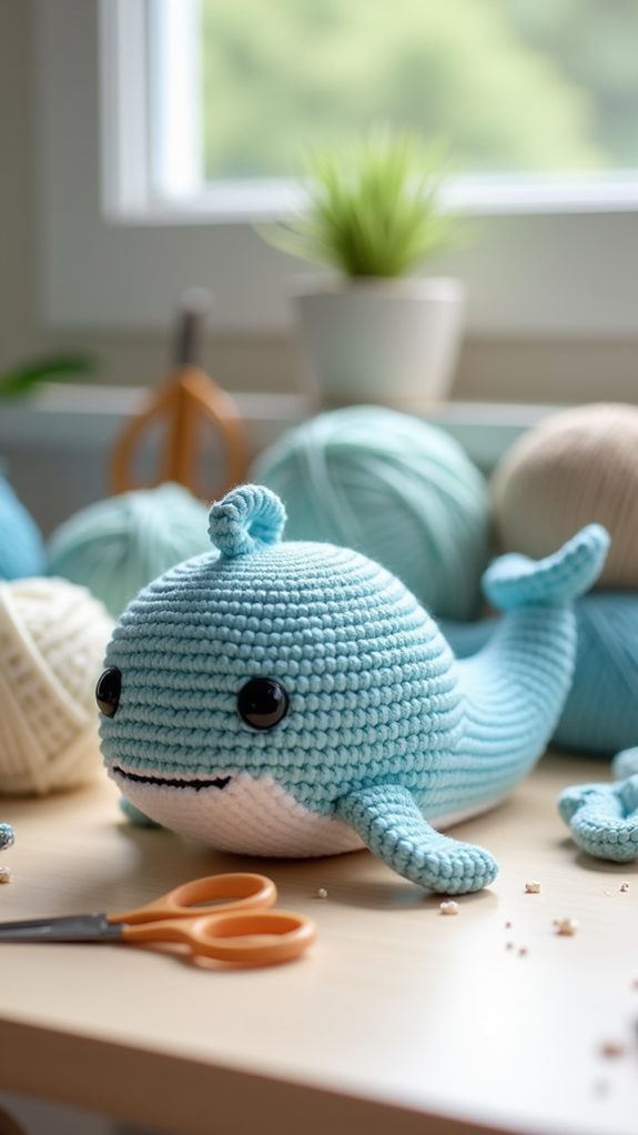 handcrafted crochet whale toy