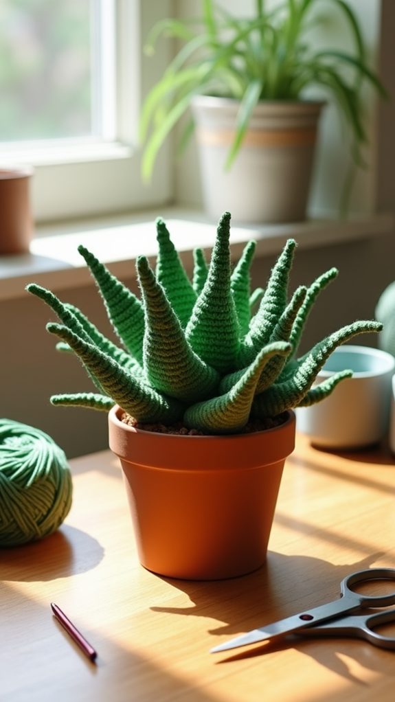 handmade agave crochet plant