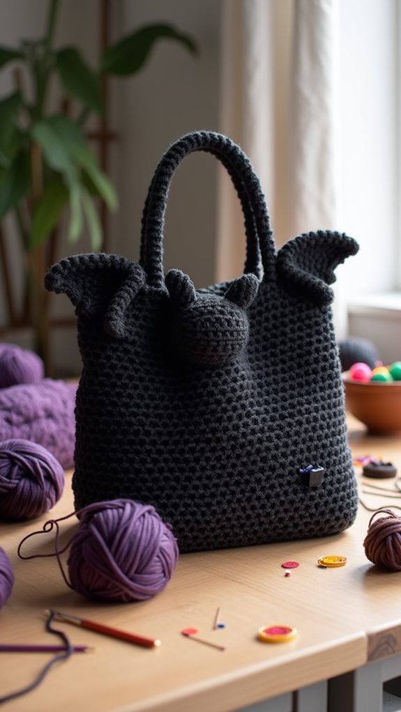 handmade crochet bat bag