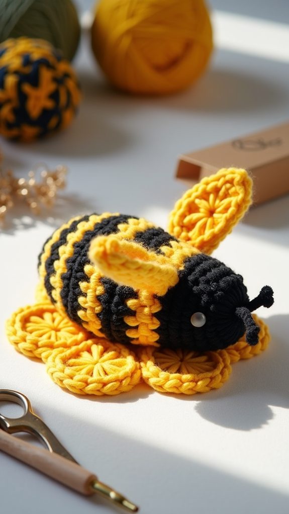 handmade crochet bee coasters