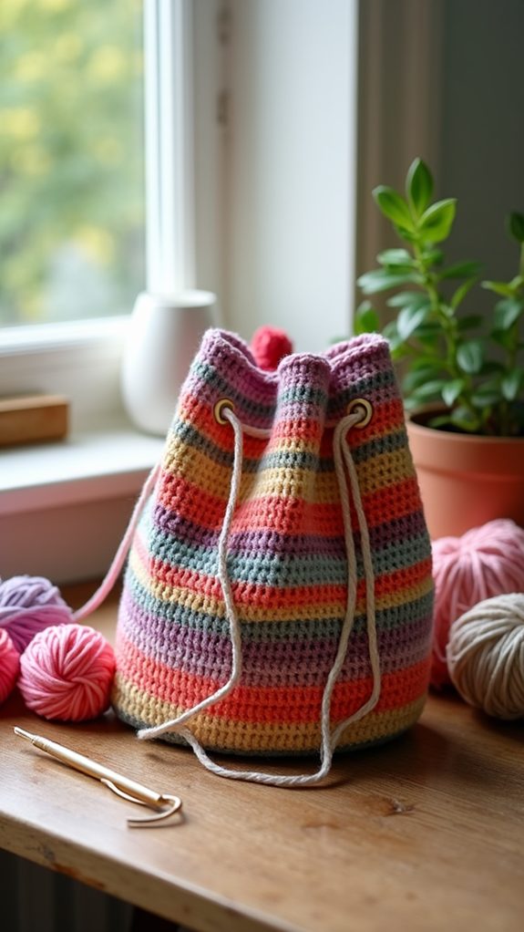 handmade crochet bucket bag