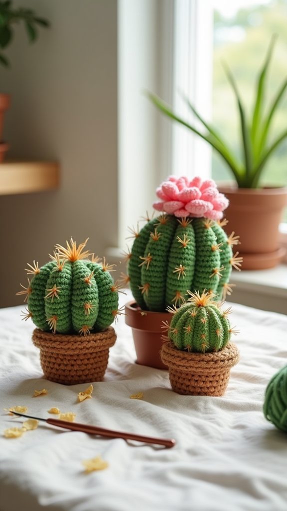 handmade crochet cactus set