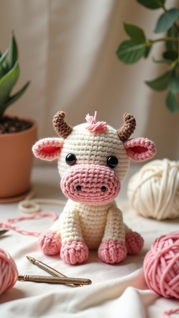 handmade crochet cow accessory