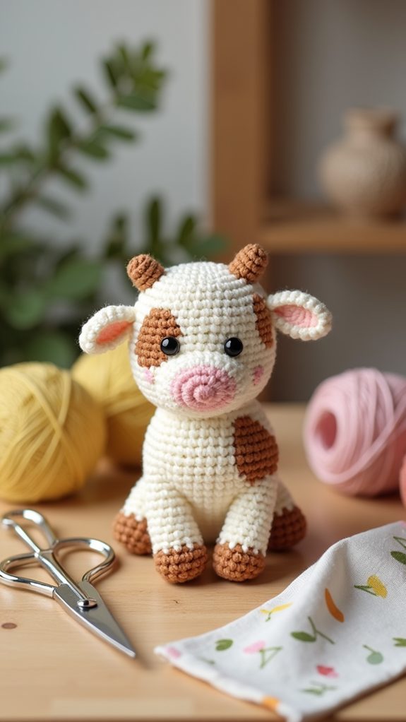 handmade crochet cow decoration